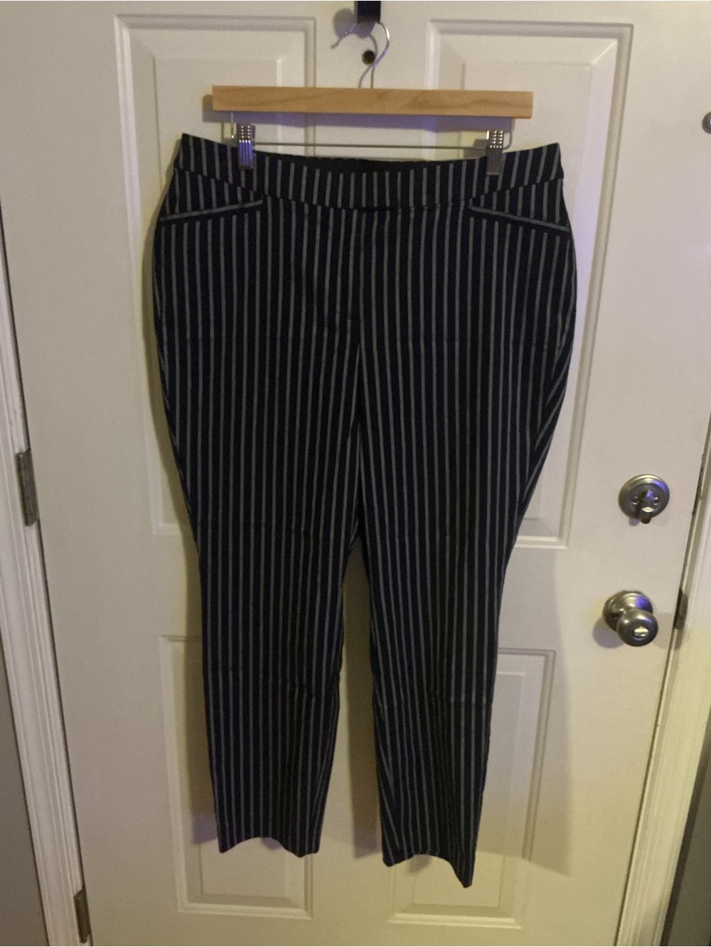 Women’s Navy Blue Pinstriped Dress Pants
